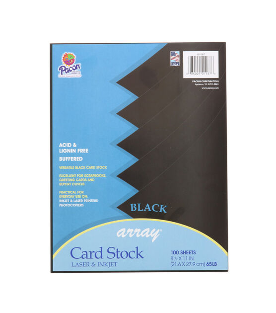 Pacon 50 Sheet 8.5 x 11 Black Card Stock