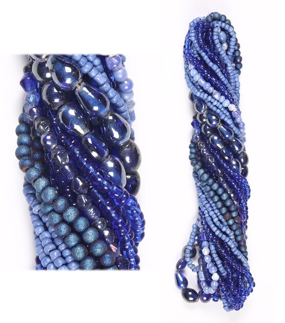 14" Dark Blue Multi Strand Glass Seed Beads by hildie & jo, , hi-res, image 3