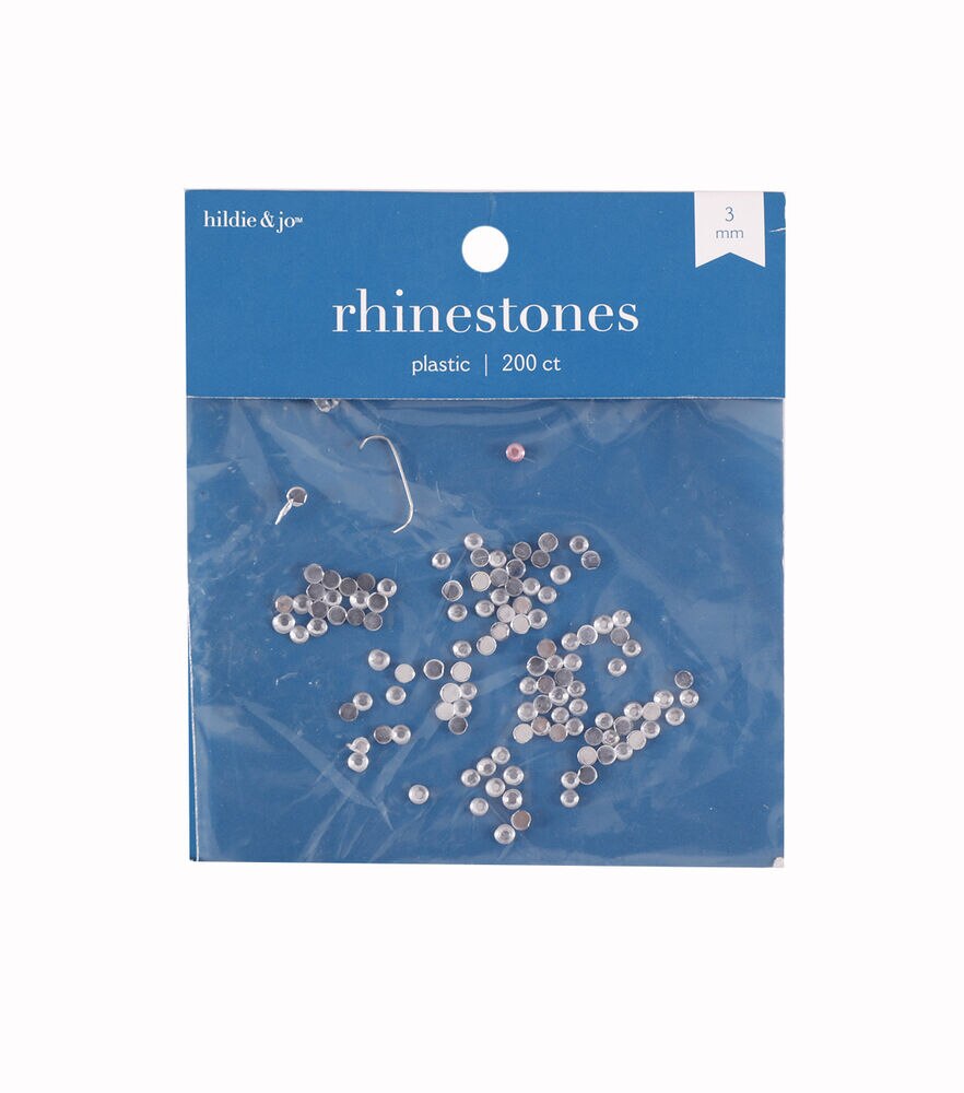 3mm Round Rhinestones 200pk by hildie & jo, Crystal, swatch, image 1