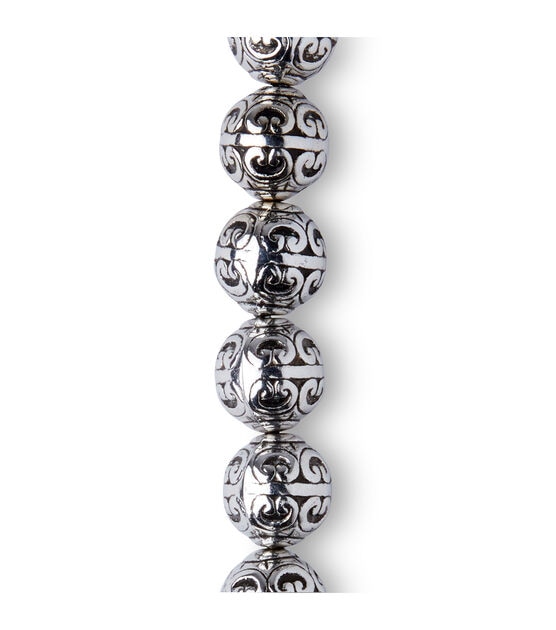 18mm Metallic Silver Round Bead Strand by hildie & jo, , hi-res, image 3