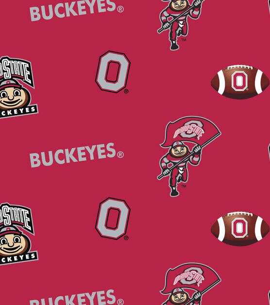 Ohio State University Buckeyes Cotton Fabric Red All Over