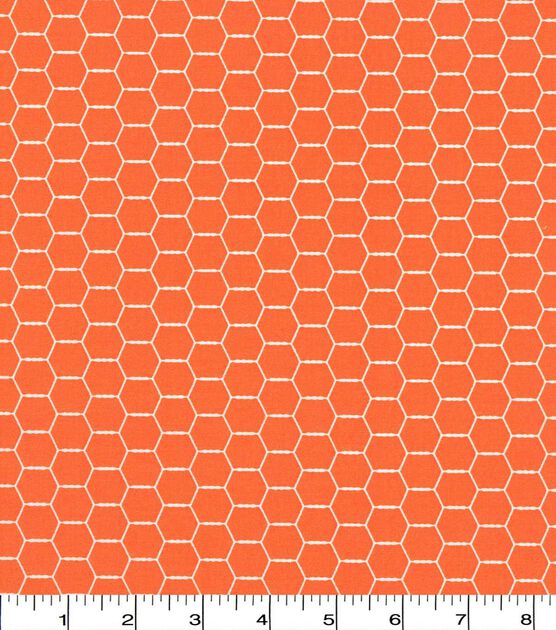 Hexagon Wire on Orange Quilt Cotton Fabric by Quilter's Showcase, , hi-res, image 2