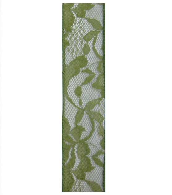 Decorative Ribbon 1.5''x15' Lace Ribbon Green, , hi-res, image 2