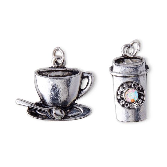 2pk Silver Coffee Charms by hildie & jo, , hi-res, image 2