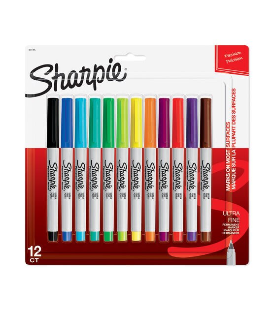 Sharpie Ultra Fine Point Permanent Markers, Assorted - 12 pack