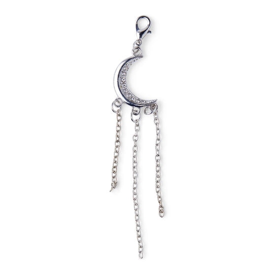 3.5" Silver Crescent Pendant With Chains by hildie & jo, , hi-res, image 2