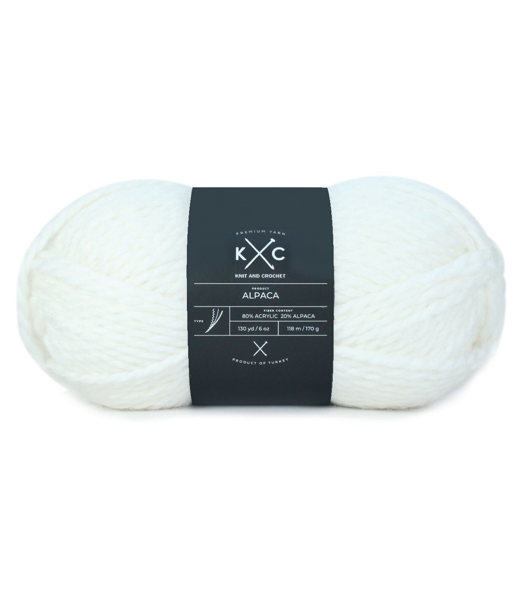 130yds Alpaca Super Bulky Acrylic Blend Solid Yarn by K+C, White, hi-res