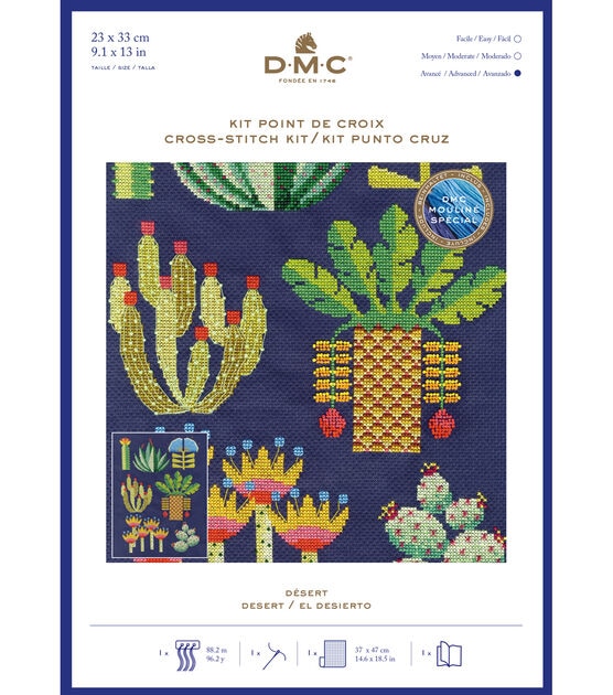 DMC 9" x 13" Emily Peacock Botanical Desert Cross Stitch Kit, , hi-res, image 3