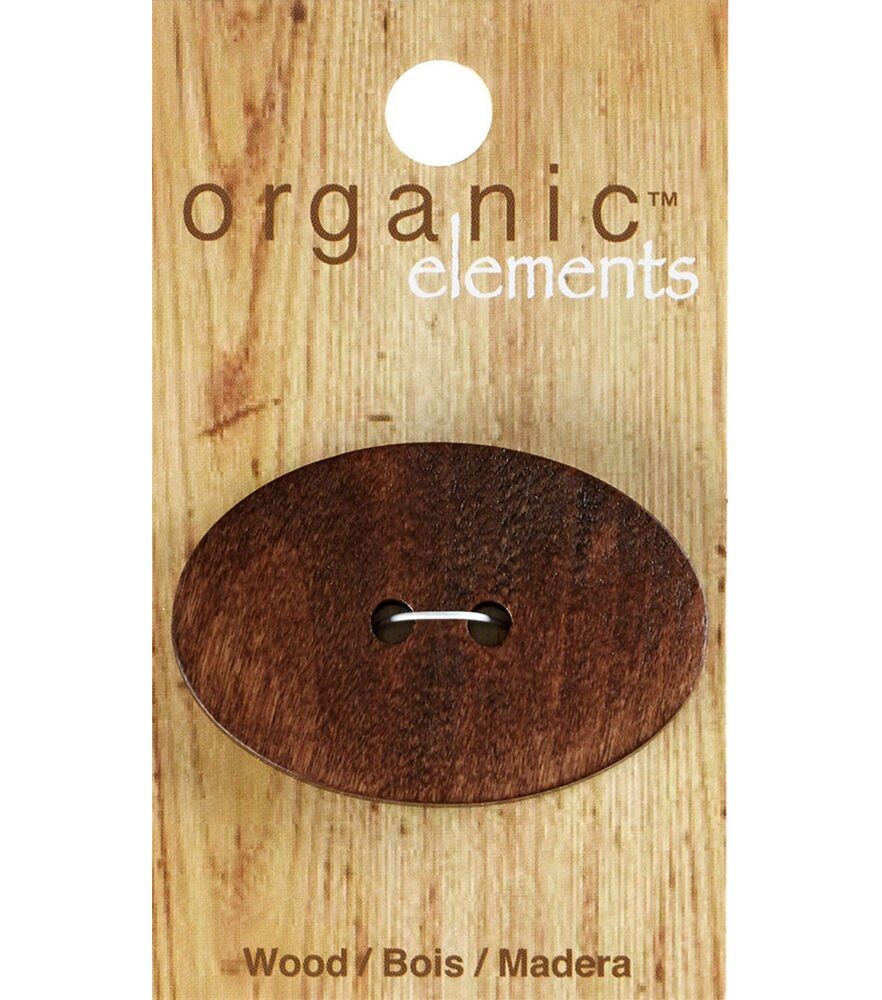Organic Elements 1 3/4" Wood Oval 2 Hole Button, Light Brn, swatch
