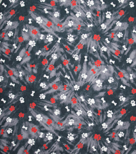 Super Snuggle Paw Print Tie Dye Black Flannel Fabric, , hi-res, image 2