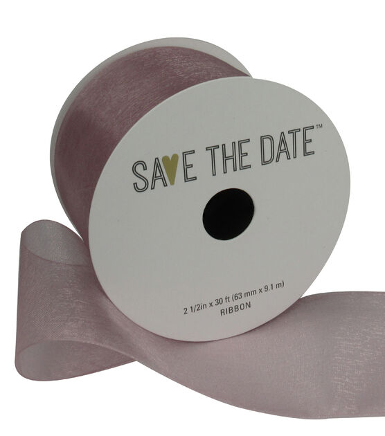 Save the Date 2.5"x30' Mauve Sheer Ribbon