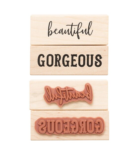 American  Crafts Wooden Stamp Beautiful, , hi-res, image 2