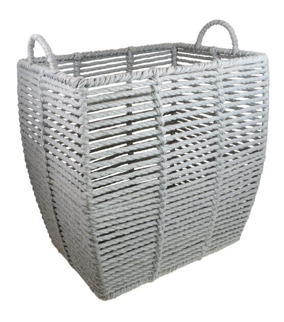 14.5" Gray Basket With Circle Handles