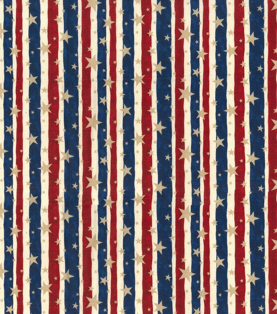 Fabric Traditions Multi Stripes And Stars Patriotic Cotton Fabric