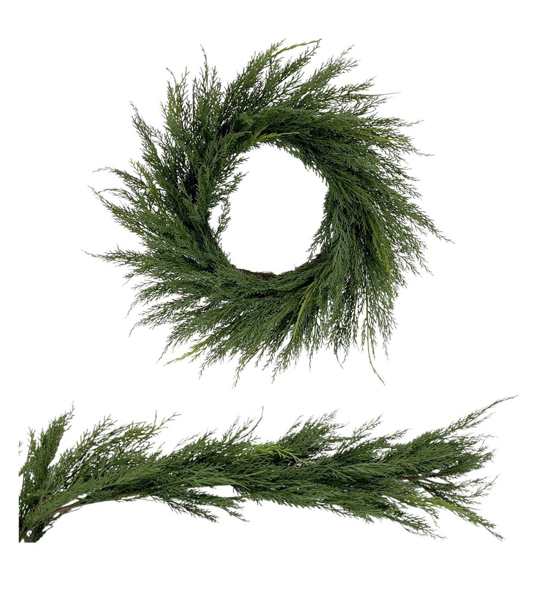 Coordinating Holiday Norfolk Pine Wreath & Garland