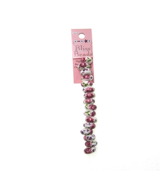 Halcraft 16ct Multicolor Flowers Rondelle Ceramic Strung Beads
