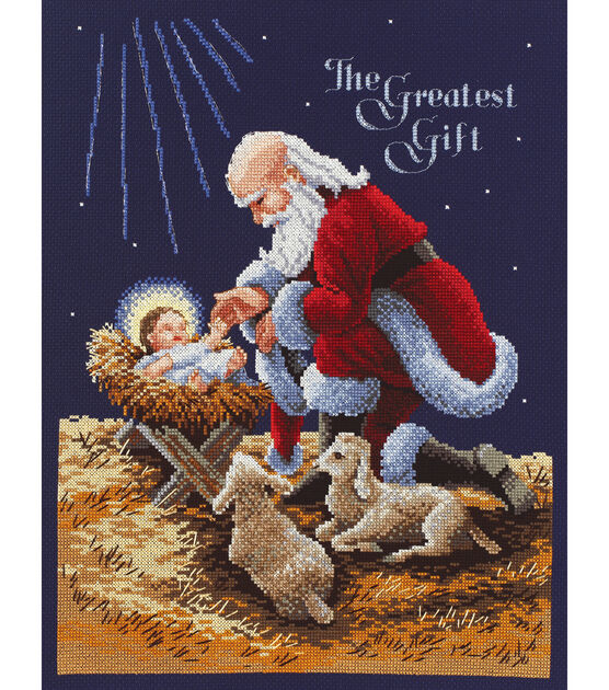 Janlynn 11" x 14.5" Kneeling Santa Counted Cross Stitch Kit