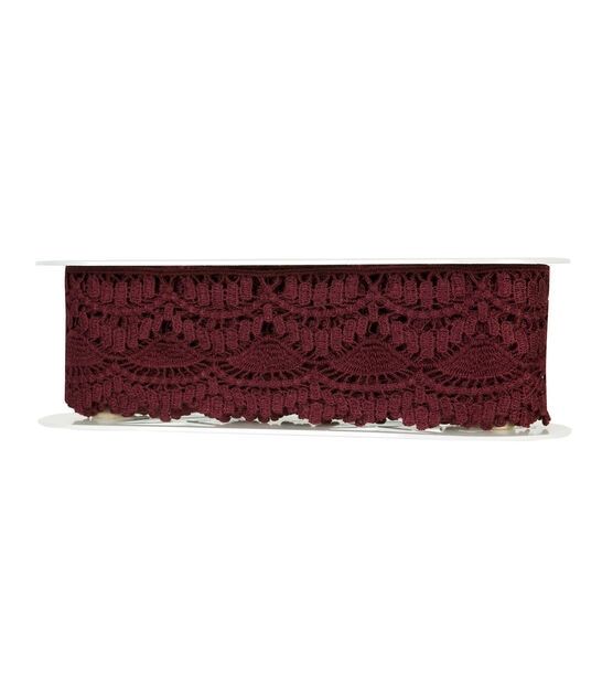 Simplicity Knit Lace Trim 3.4'' Wine, , hi-res, image 3