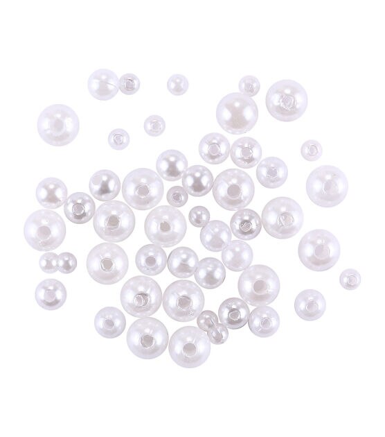 300pc White Assorted Plastic Pearl Beads by hildie & jo, , hi-res, image 2