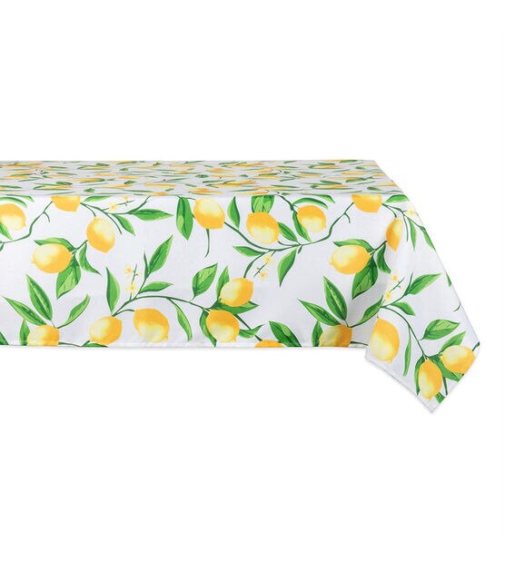 Design Imports Lemon Bliss Outdoor Tablecloth 84"