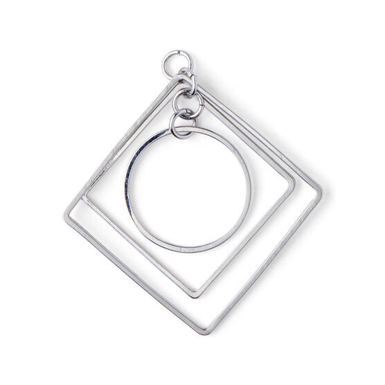 Silver Square & Round Pendant by hildie & jo, , hi-res, image 2