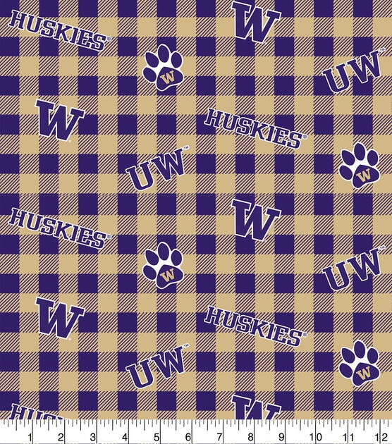 University of Washington Huskies Cotton Fabric Buffalo Check