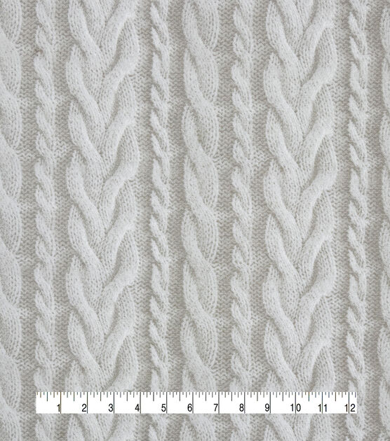 Cream Cable Knit Cotton Canvas Home Decor Fabric, , hi-res, image 2