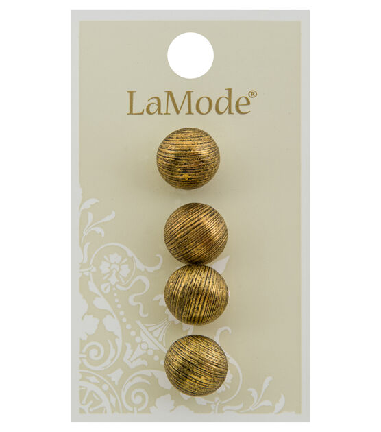 La Mode 1/2" Gold Round Shank Buttons 4pk