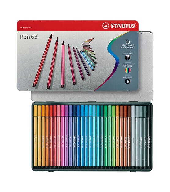 Mixed set of felt-tip pen STABILO Pen 68, fineliner STABILO point 88 and  brush pen STABILO Pen 68 brush I STABILO