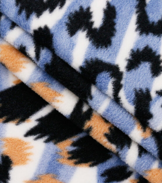 Blue & Black Animal Spots Anti Pill Fleece Fabric, , hi-res, image 2