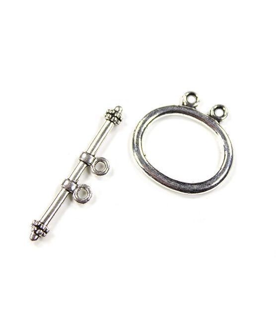 5ct Antique Silver Oval Metal 2 Loop Toggle Clasps by hildie & jo