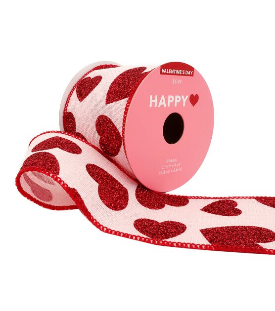 Valentines Day Ribbon, Pink and Red Ribbon With Hearts, Love Ribbon Kit,  DIY Bows With Hearts, Anniversary Style Ribbon 