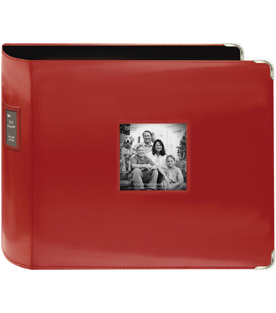 Pioneer Sewn Leatherette 3 Ring Binder 12"X12" Red