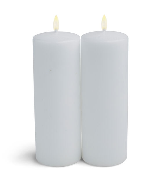 3" x 8" White Unscented White Pillar Candles by Hudson 43, , hi-res, image 3