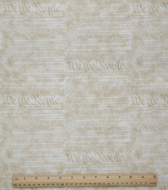 Declaration on Cream Patriotic Cotton Fabric, , hi-res, image 3
