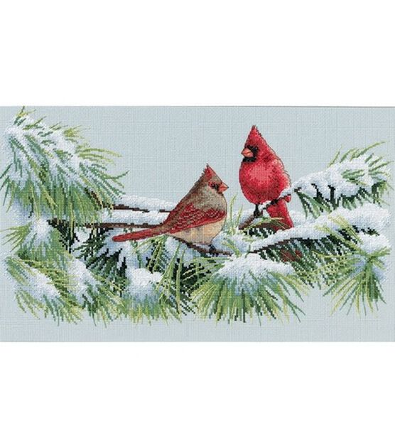 Dimensions 15" x 9" Winter Cardinals Counted Cross Stitch Kit