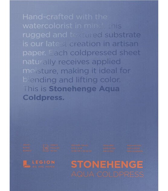 Stonehenge Aqua Coldpress 15 sheet 9''x12'' 140 lbs. Paper Pad White