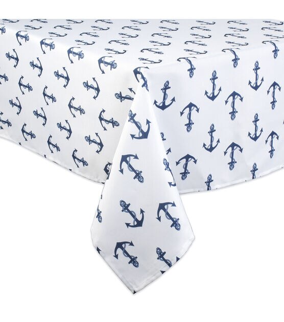 Design Imports Anchors Outdoor Tablecloth with Zipper 84", , hi-res, image 2