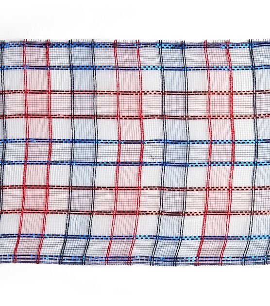 10" x 30' Patriotic Red White & Blue Metallic Decorative Mesh by Happy, , hi-res, image 3