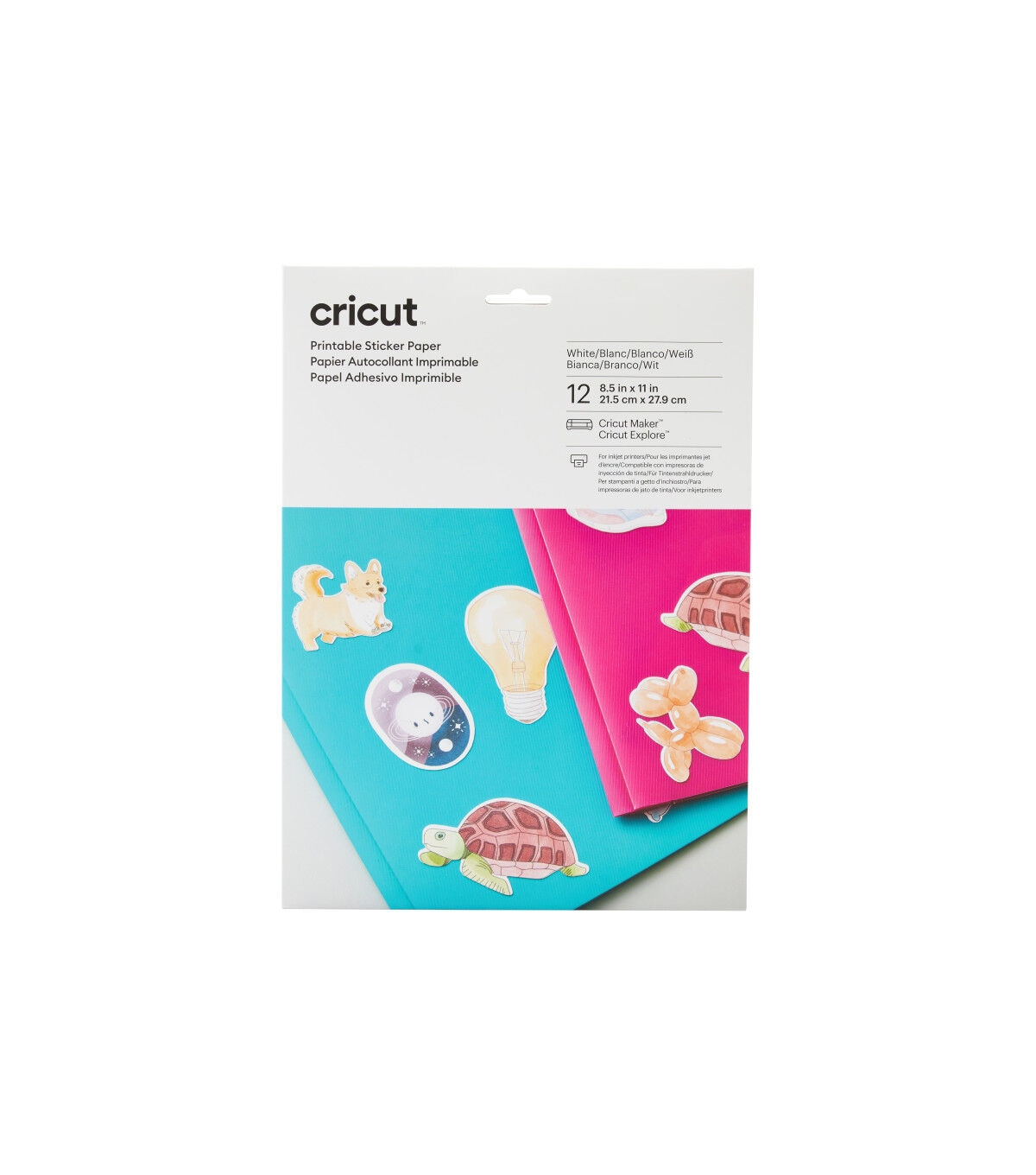 Cricut 8.5 x 11 White Printable Sticker Papers 12ct