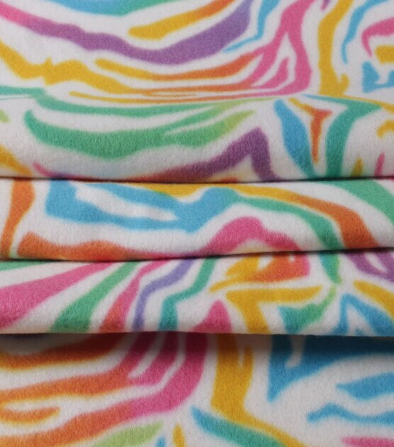 Rainbow Zebra Blizzard Fleece Fabric, , hi-res, image 2