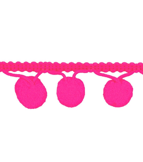 Simplicity Pom Pom Fringe Trim 1.13" Neon Pink