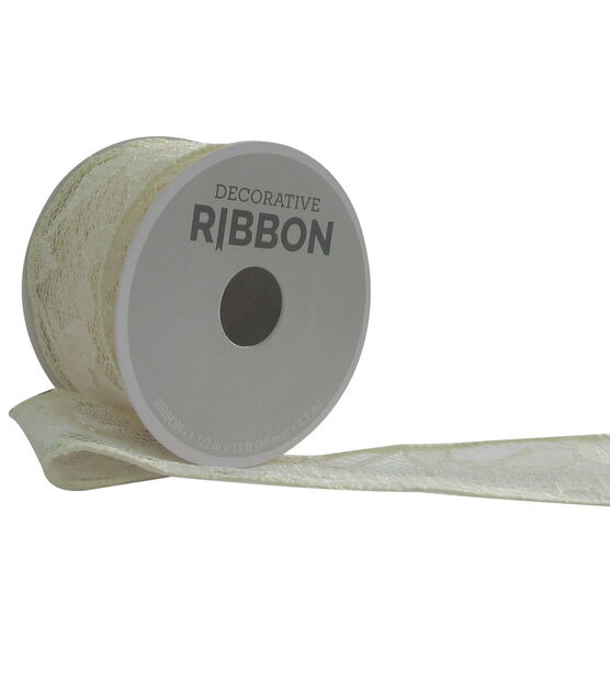 Decorative Ribbon 1.5''x15' Lace Ribbon Ivory