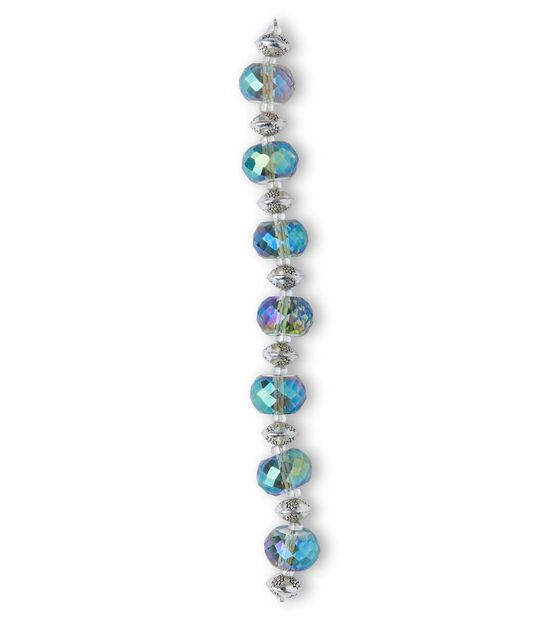 5" Faceted Rondelle Glass & Metal Mixed Strung Beads by hildie & jo, , hi-res, image 2