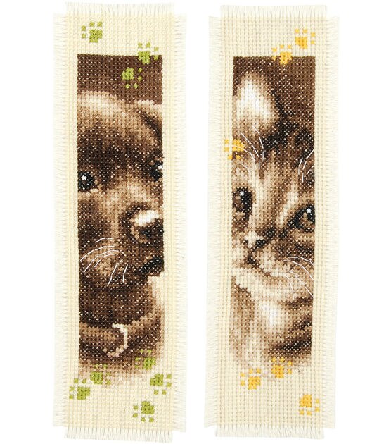 Vervaco 2" x 8" Cat & Dog Bookmark Counted Cross Stitch Kit 2ct, , hi-res, image 3