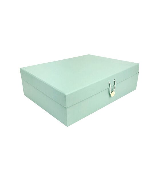 11" Light Teal Rectangle Box With Button Closure