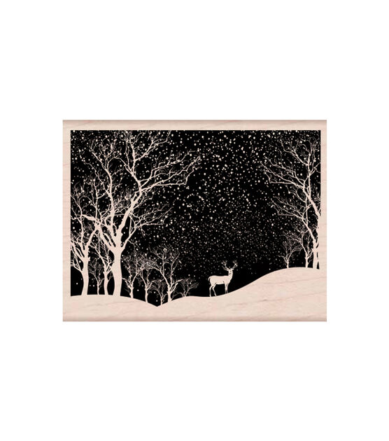 Wooden Stamp Snowy Scene
