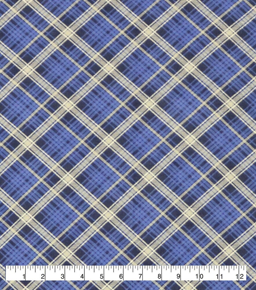Kate Plaid Super Snuggle Flannel Fabric, Blue And Black, swatch
