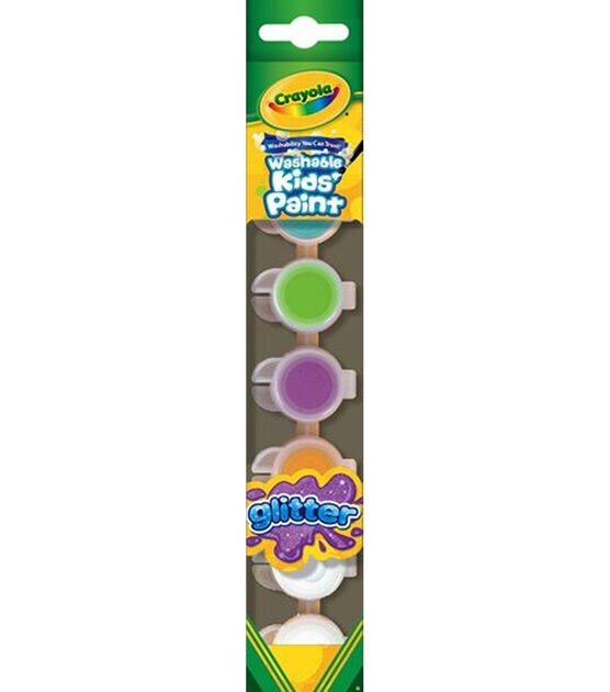 Crayola 6ct Washable Special Effects Kids Glitter Paint & Brush Set
