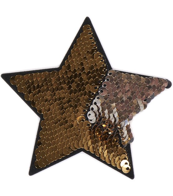 Simplicity 3" Gold & Silver Reversible Sequin Star Patch